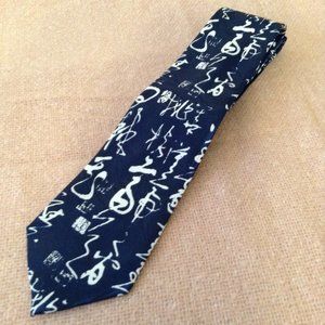 Men's Tie, blue with white pattern